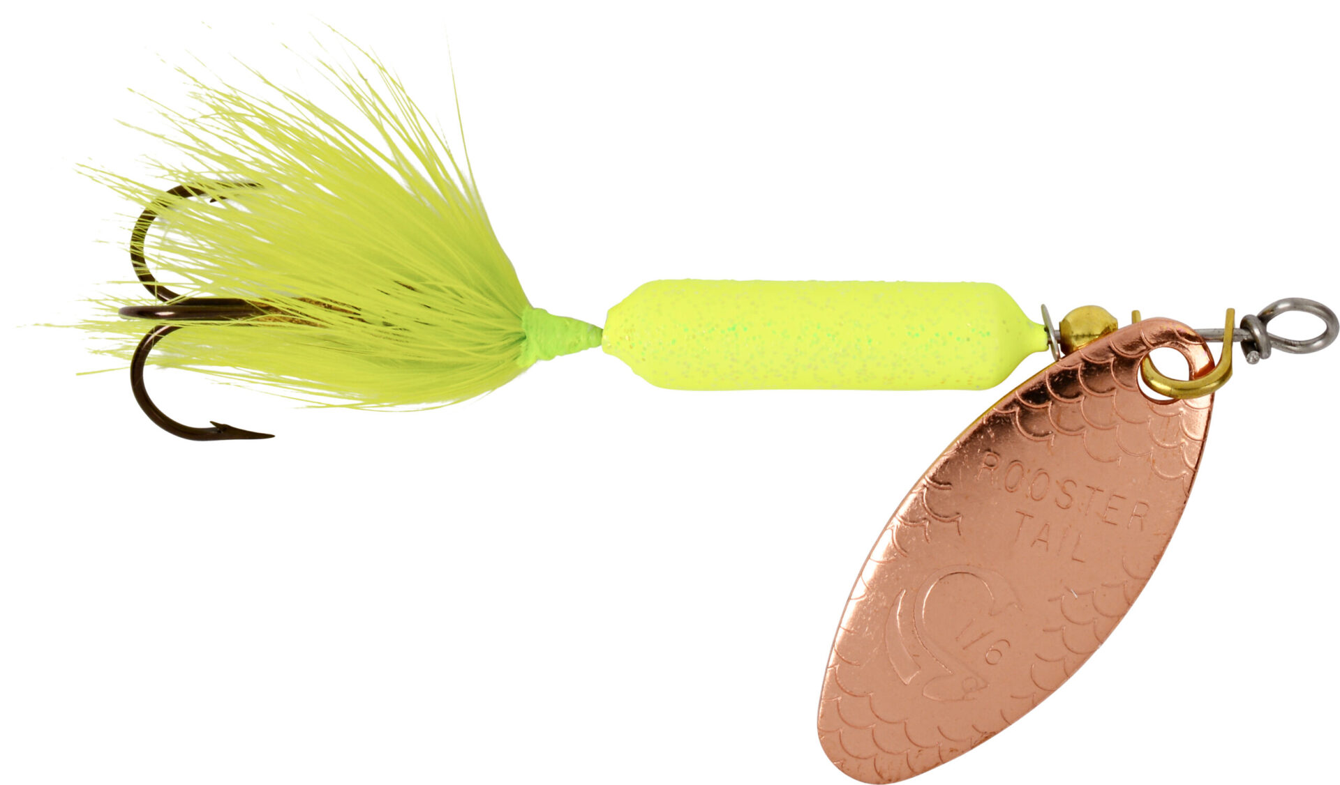 Hammered Copper Blade Rooster Tail®: 1/16-1/4 oz. - Treble - Yakima Bait