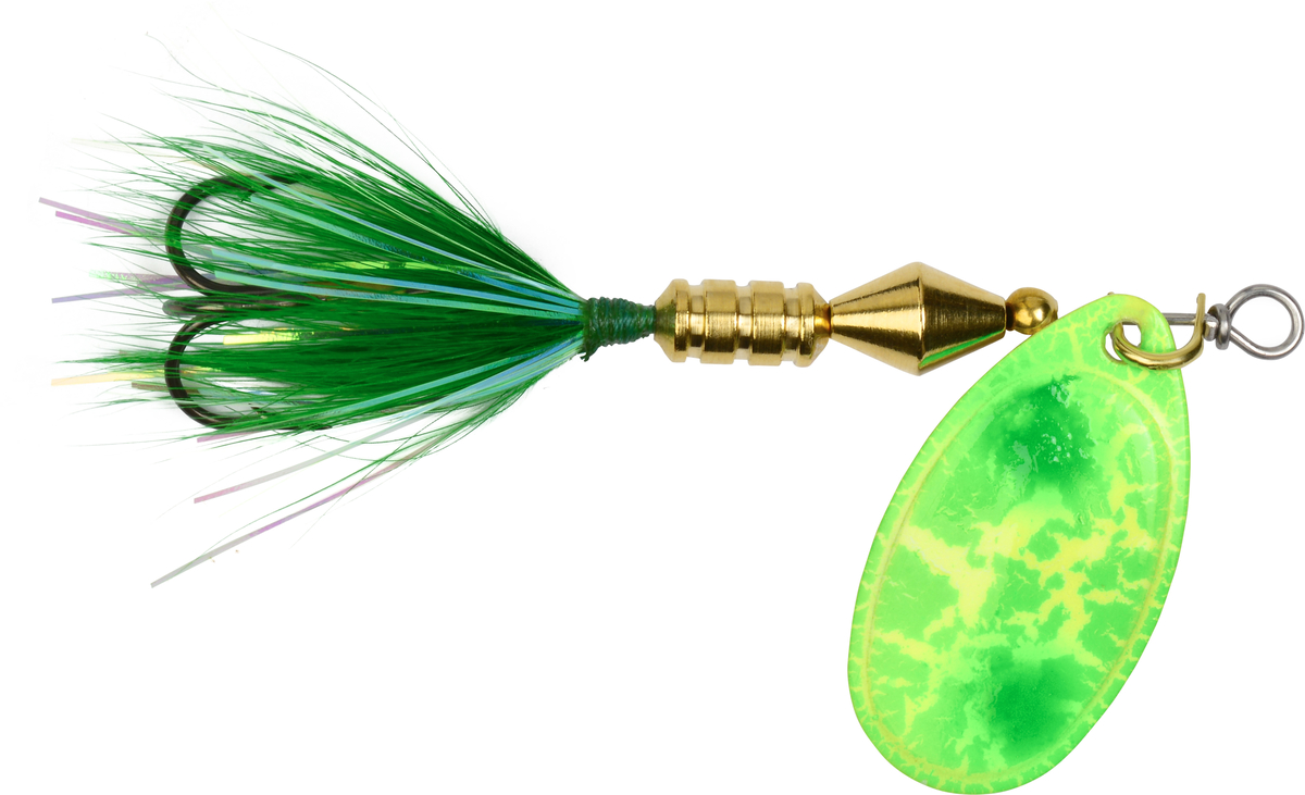 Yakima Bait Worden's Original Single Hook Rooster Tail, Inline Spinnerbait  Fishing Lure, Glitter Flame, 1/16 oz.