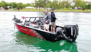 Fishing for walleye from boat